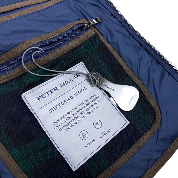 Peter Millar Vest Mens Shetland Wool Jacket Green Buffalo Plaid - Picture 8 of 9